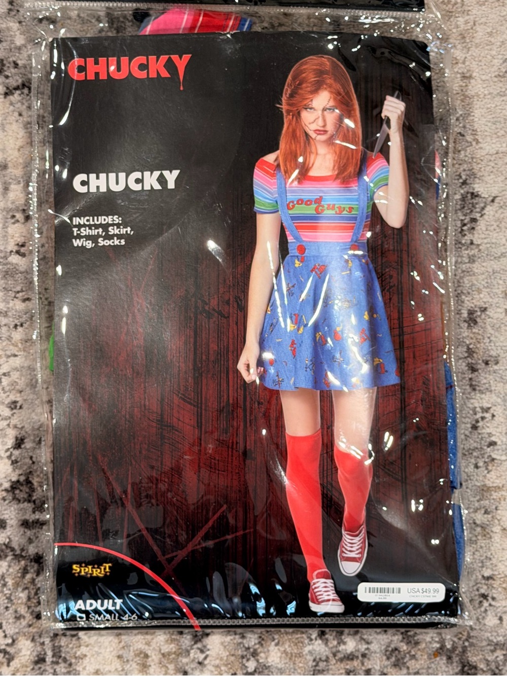 Spirit Chucky Girls Costume Adult Small Size, Socks Not Included